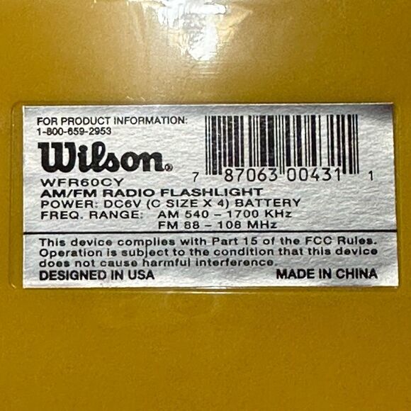 Wilson Sports AM/FM Radio Flashlight Yellow New - Picture 4 of 13